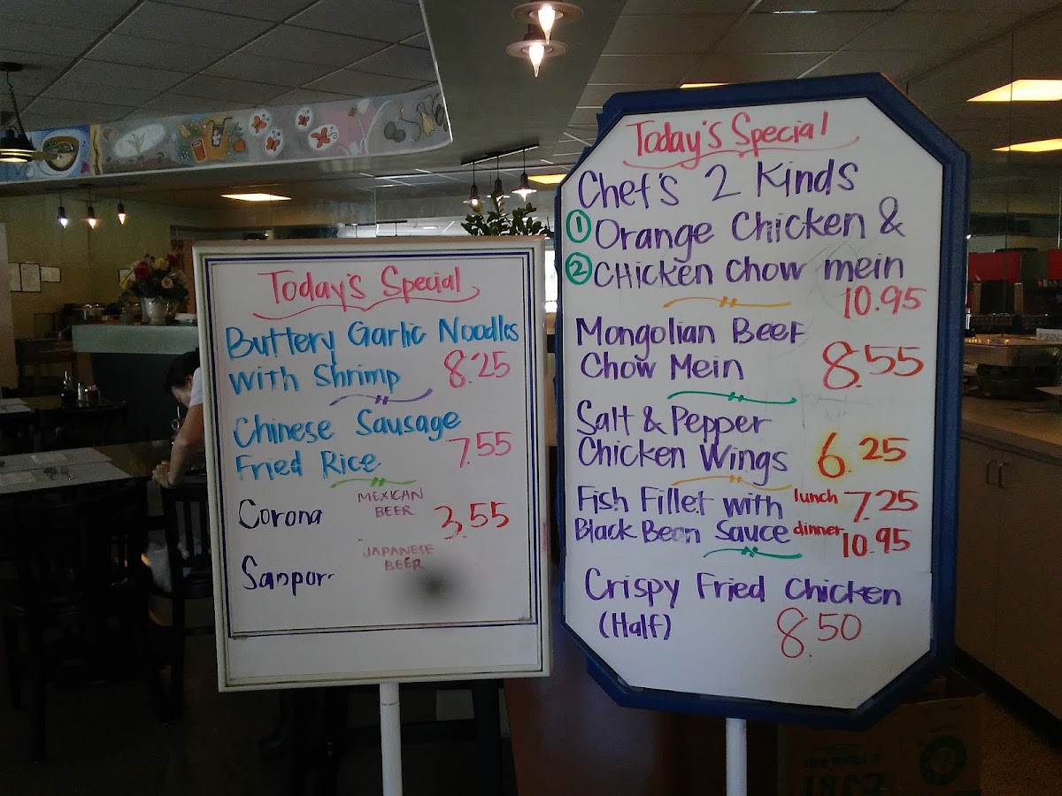 China Chef Restaurant menu board