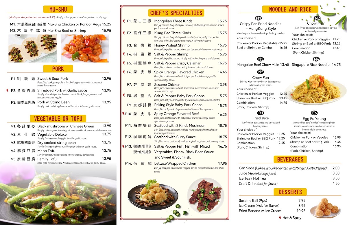 China Chef Restaurant menu board