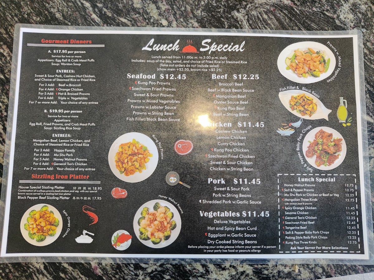 China Chef Restaurant menu board