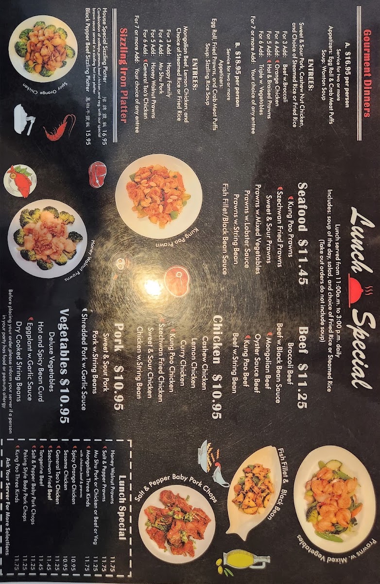 China Chef Restaurant menu board