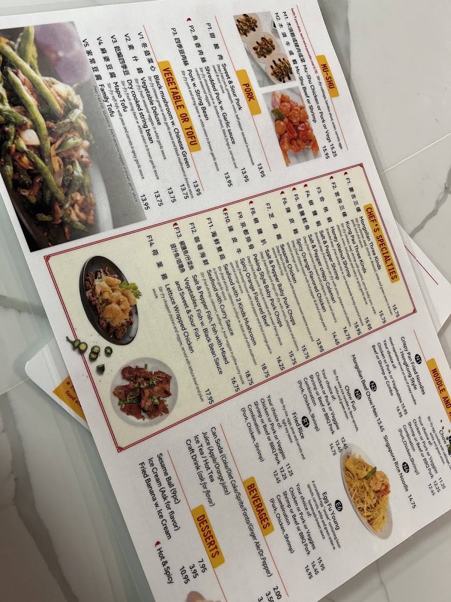 China Chef Restaurant menu board