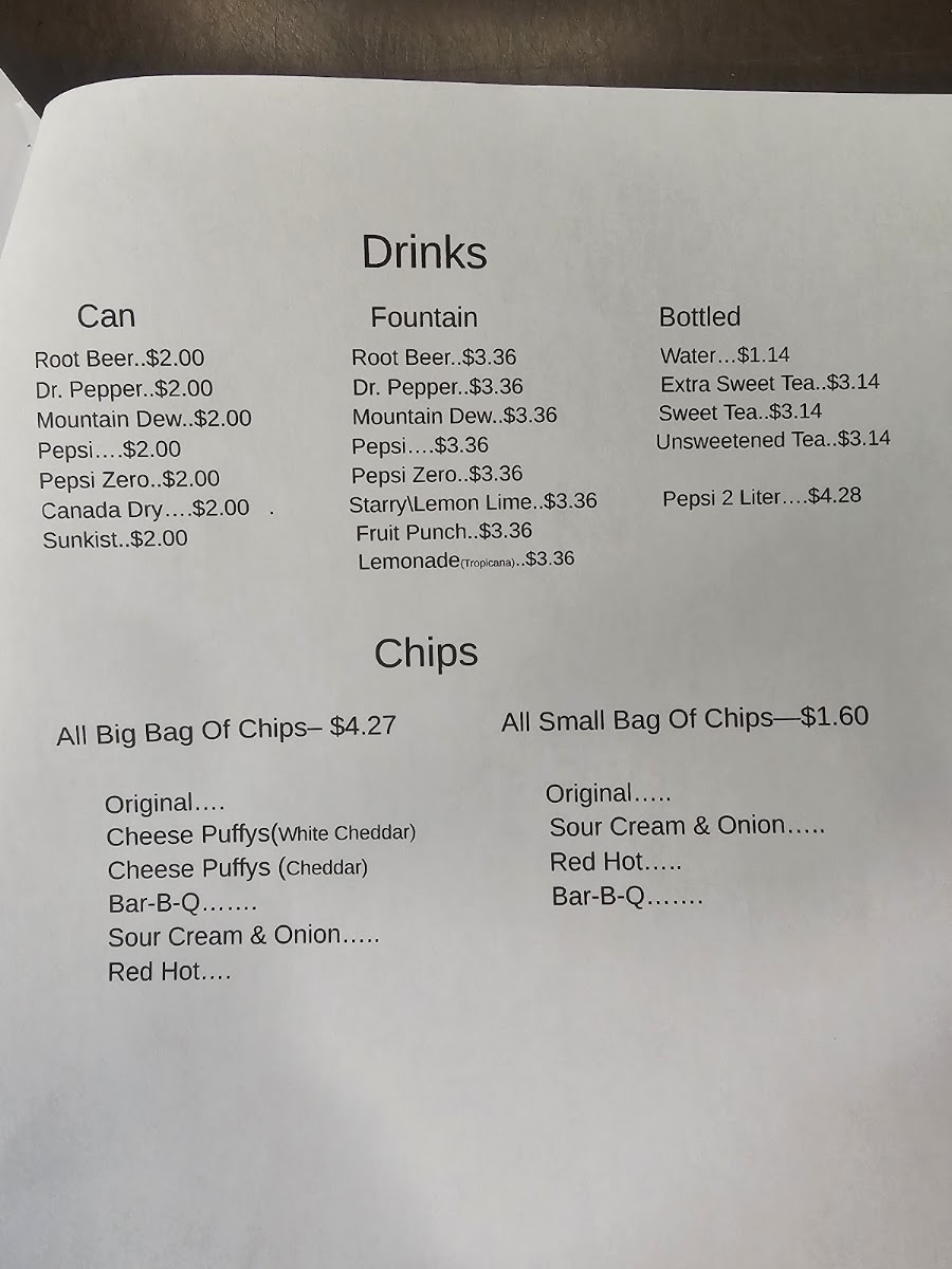Tommeez Pizza & Sub menu board