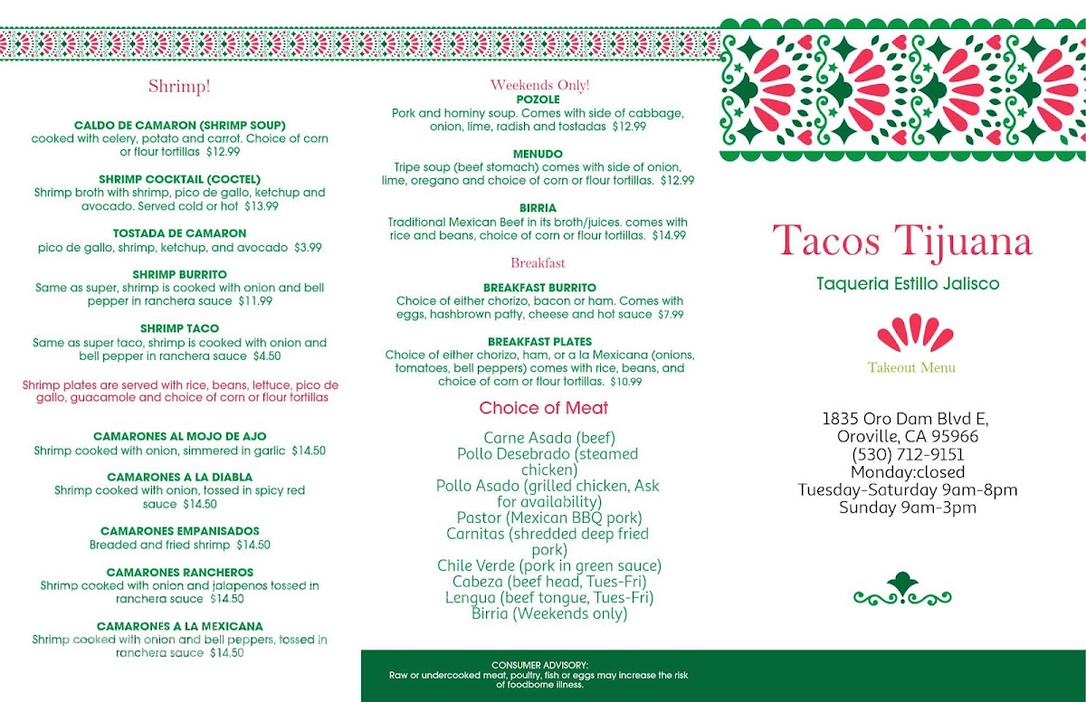 Tacos Tijuana | Mexican menu board