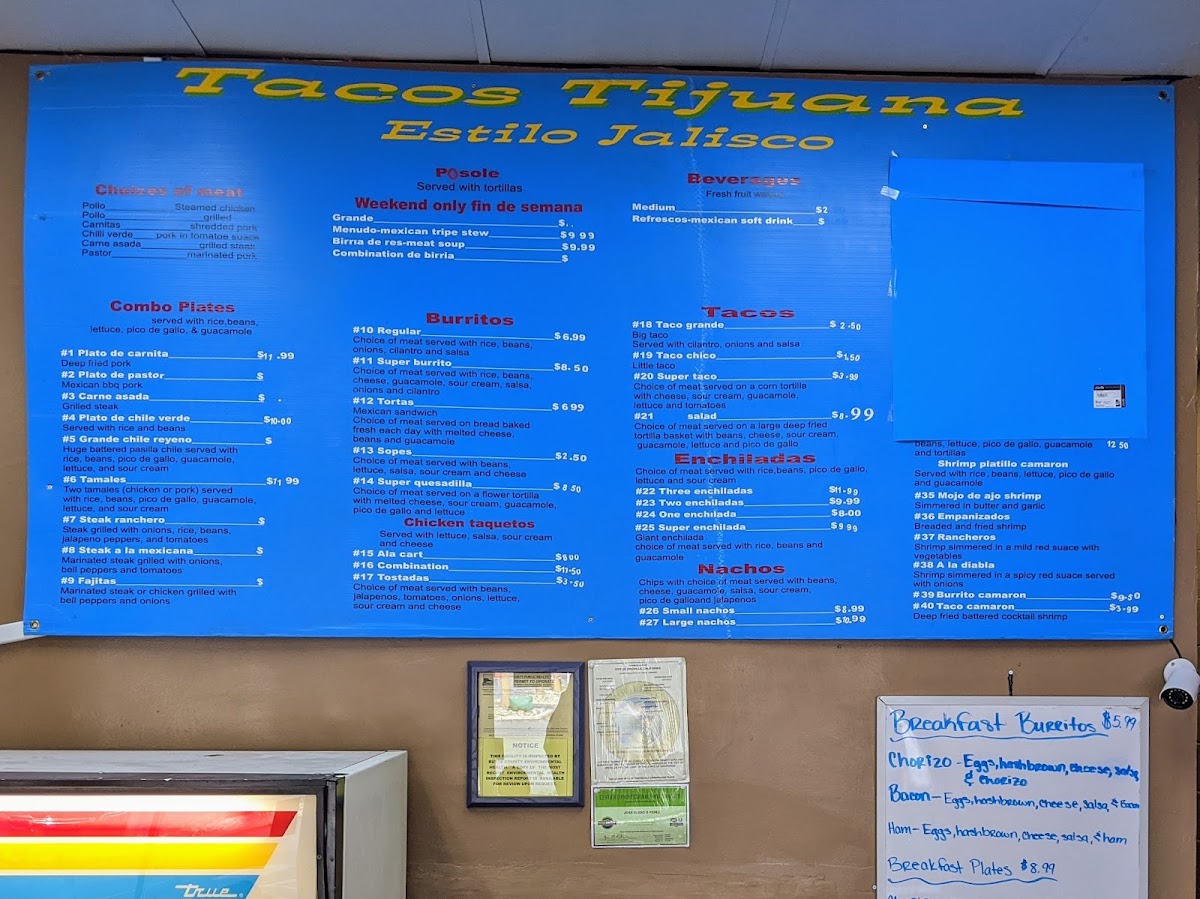 Tacos Tijuana | Mexican menu board