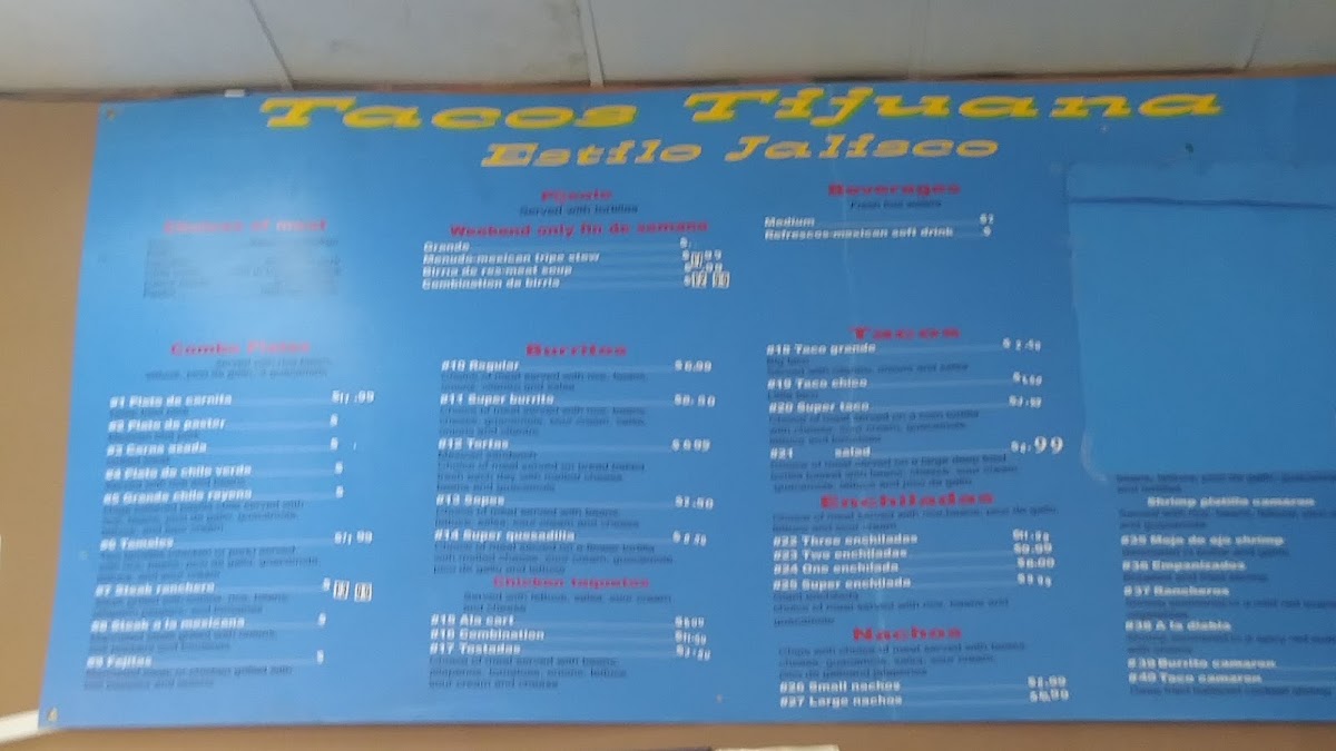 Tacos Tijuana | Mexican menu board