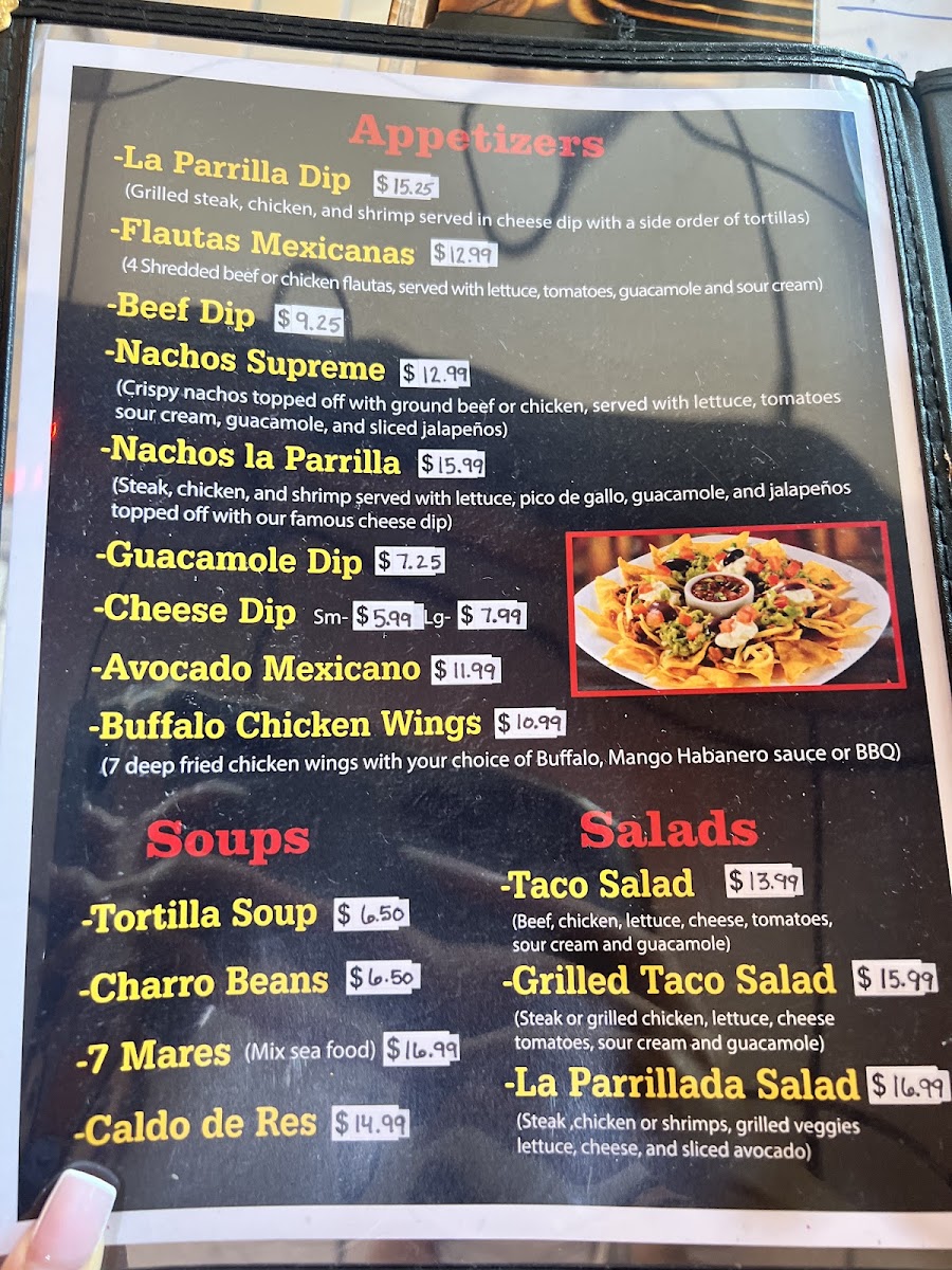 La Parrilla | Mexican menu board