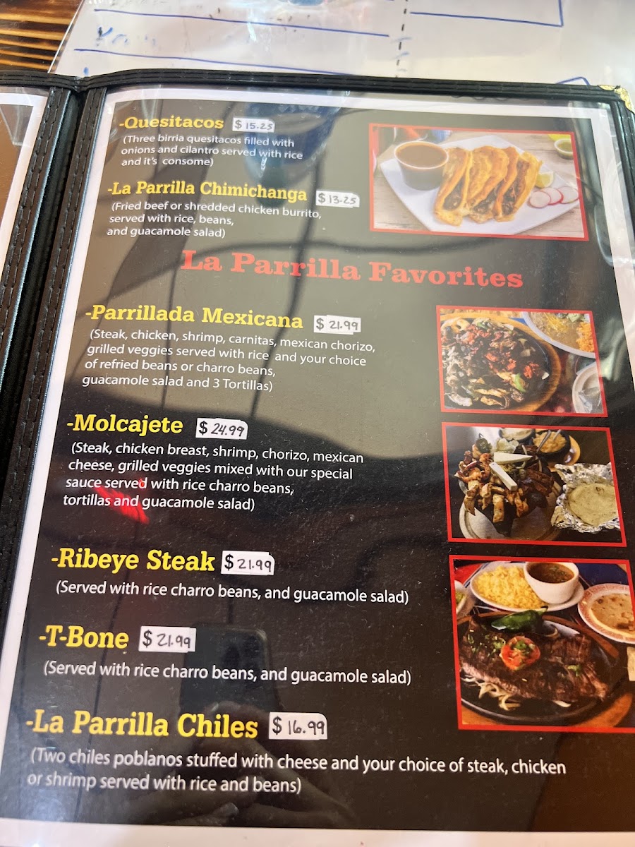 La Parrilla | Mexican menu board