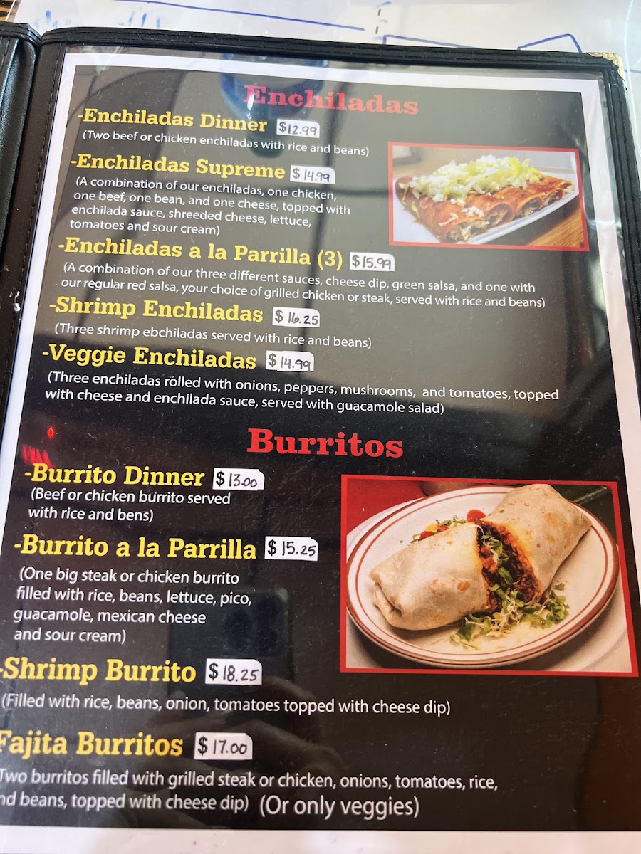 La Parrilla | Mexican menu board