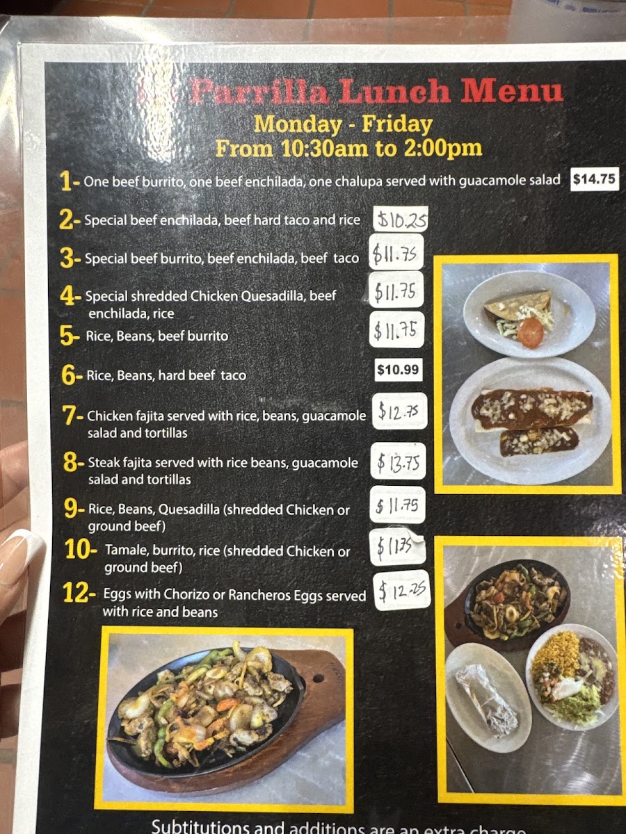La Parrilla | Mexican menu board