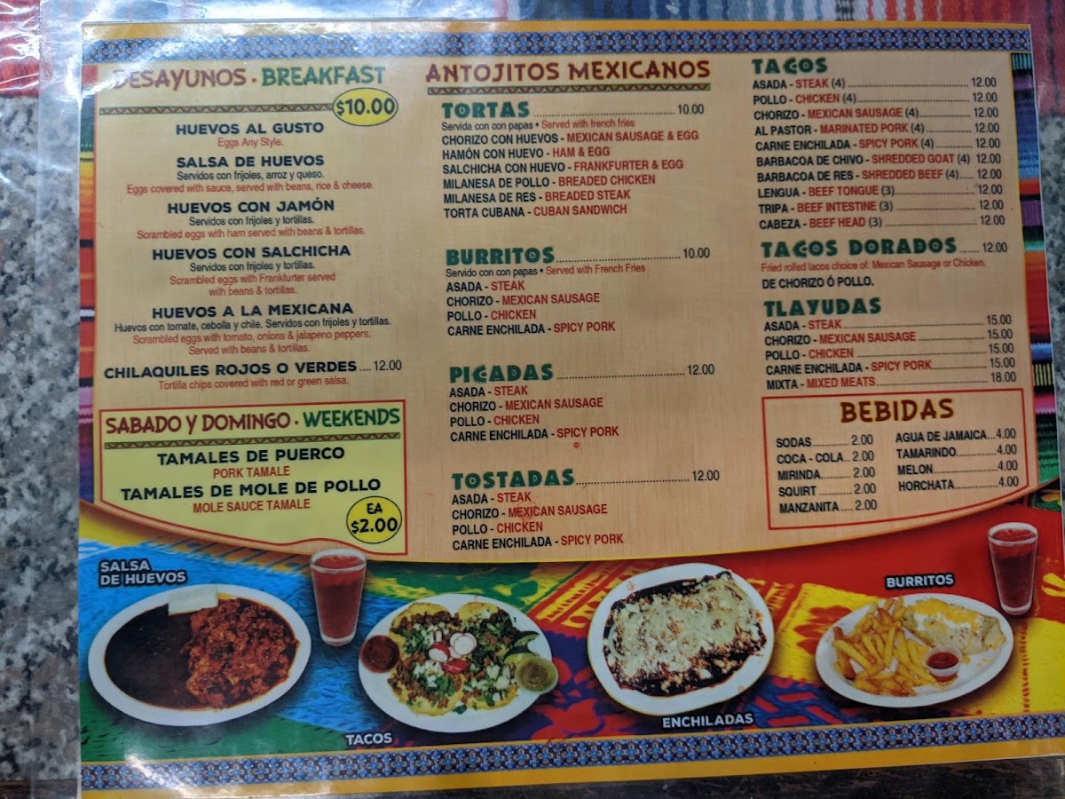 Delicias Mexicanas menu board