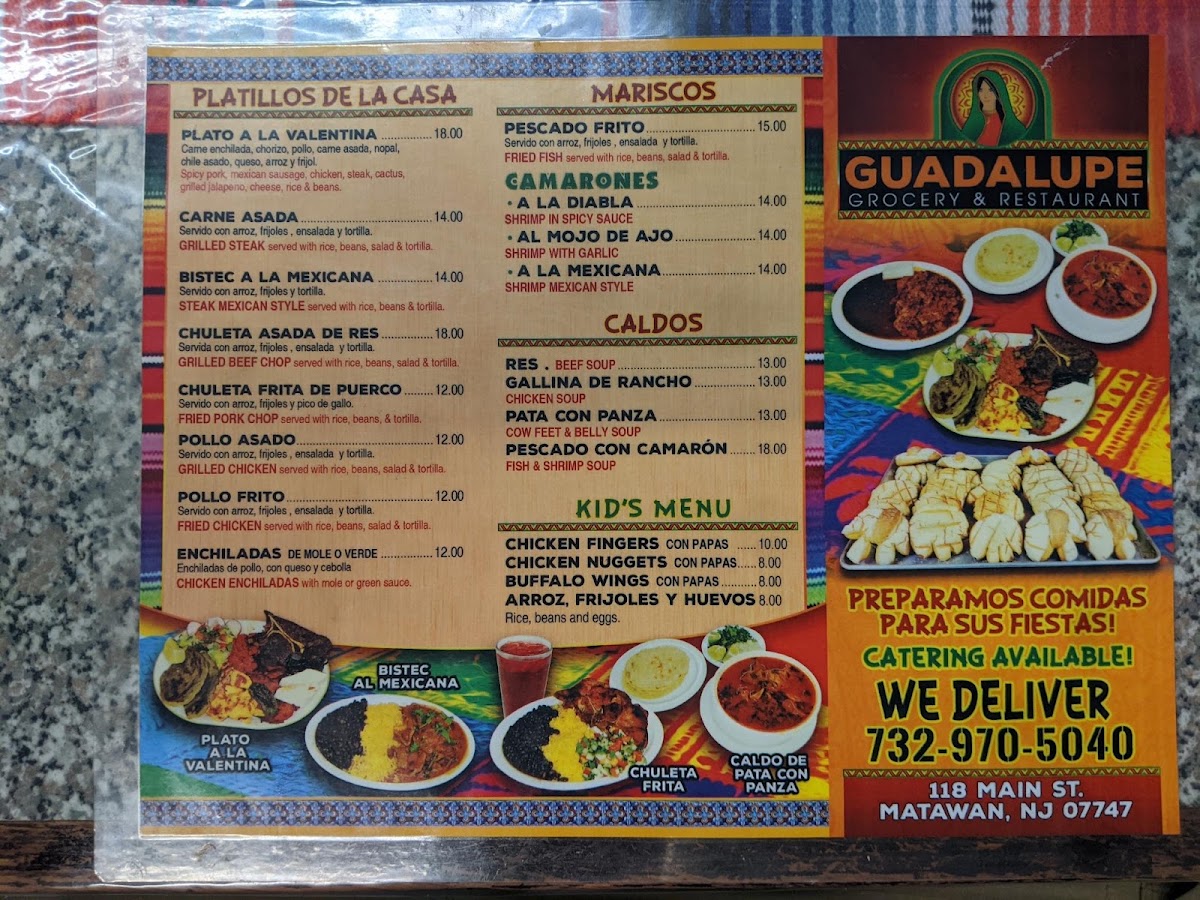 Delicias Mexicanas menu board