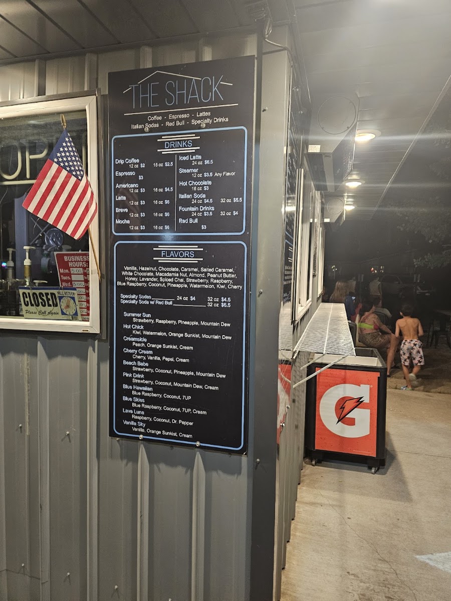 The Shack menu board