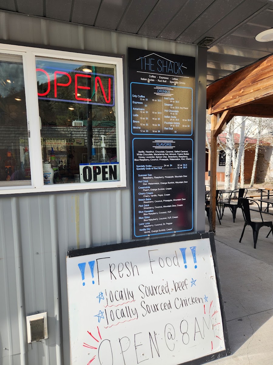 The Shack menu board
