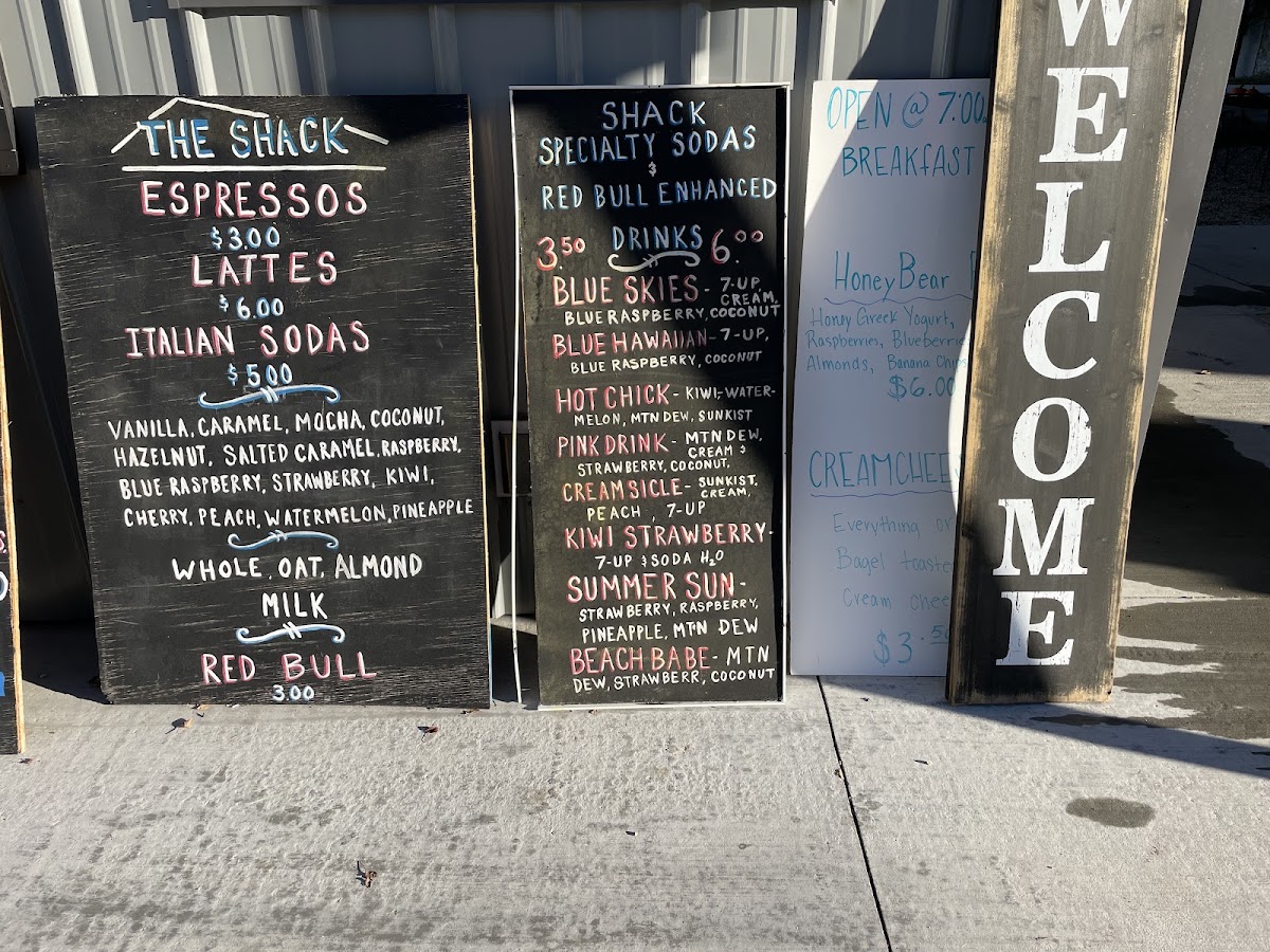 The Shack menu board