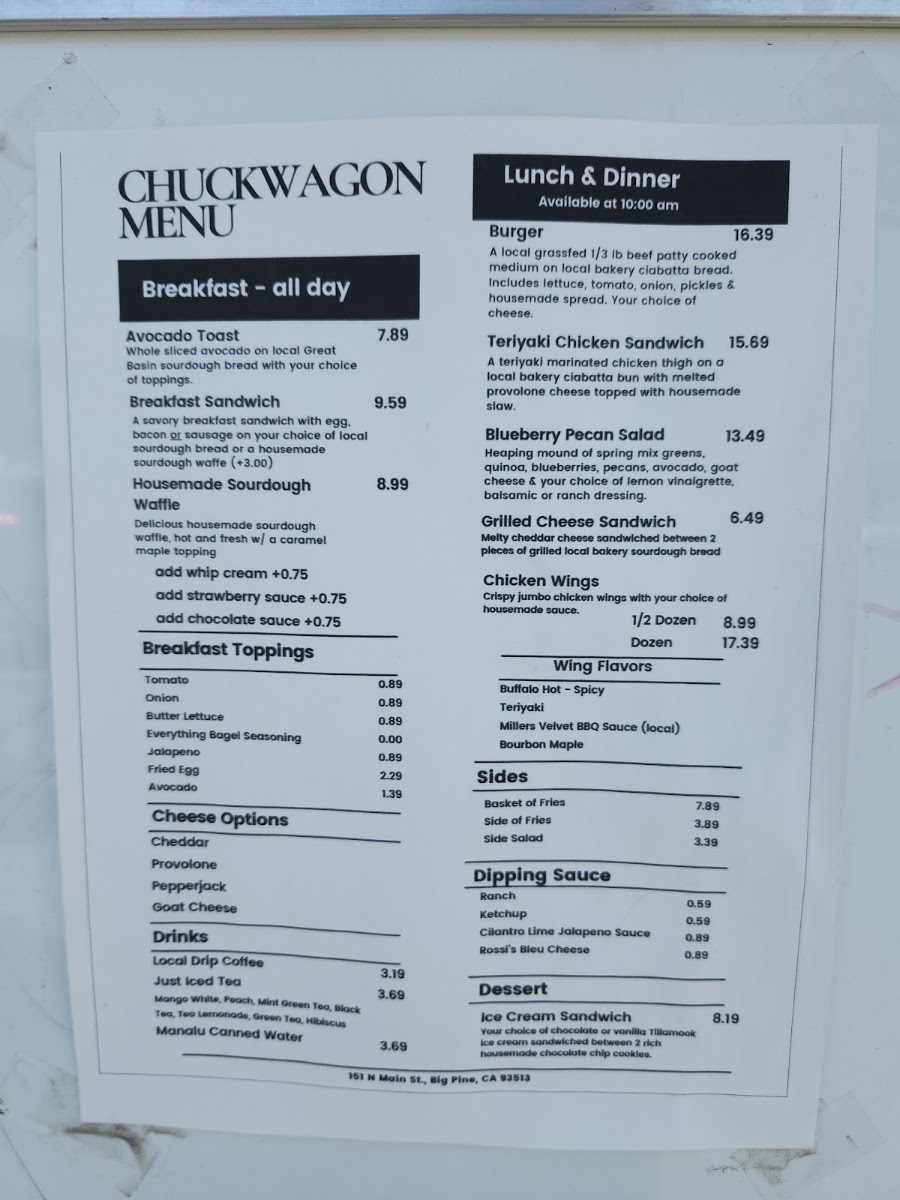 Chuckwagon menu board