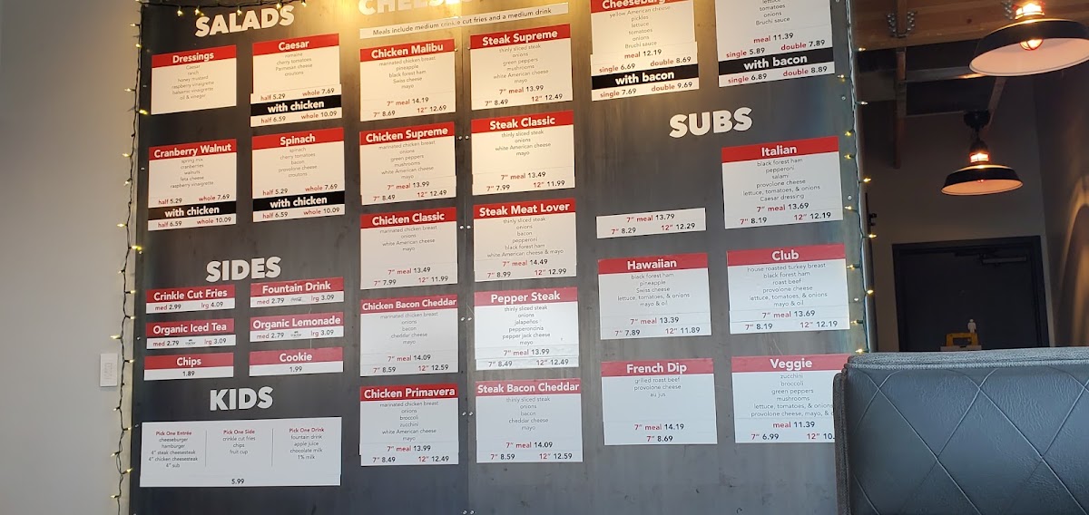 Bruchi's Cheesesteaks & Burgers menu board