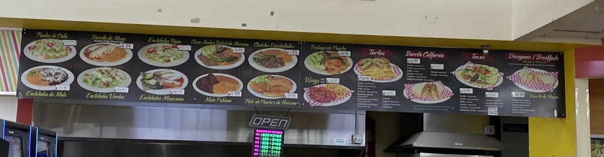 Taqueria Cuernavaca menu board