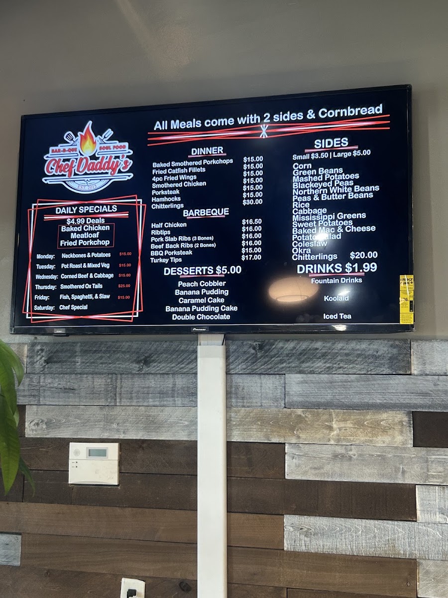 Chef Daddy's-STL menu board