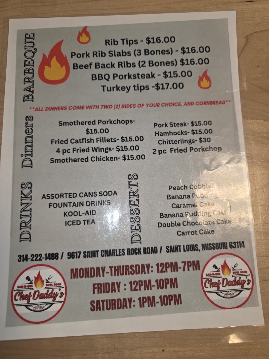 Chef Daddy's-STL menu board