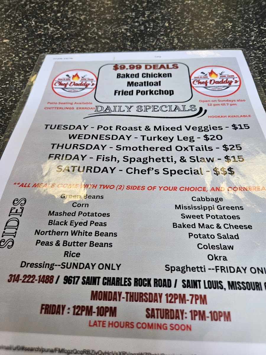 Chef Daddy's-STL menu board