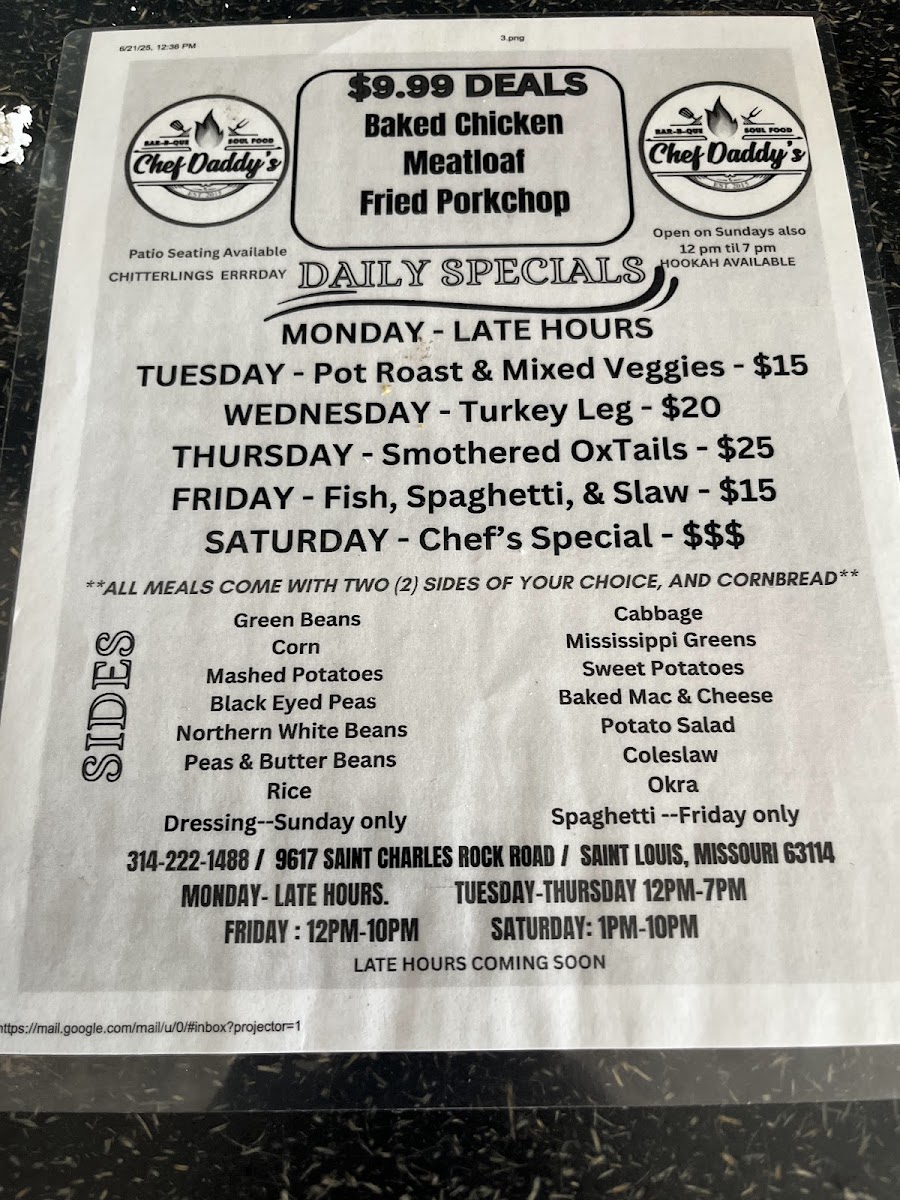 Chef Daddy's-STL menu board