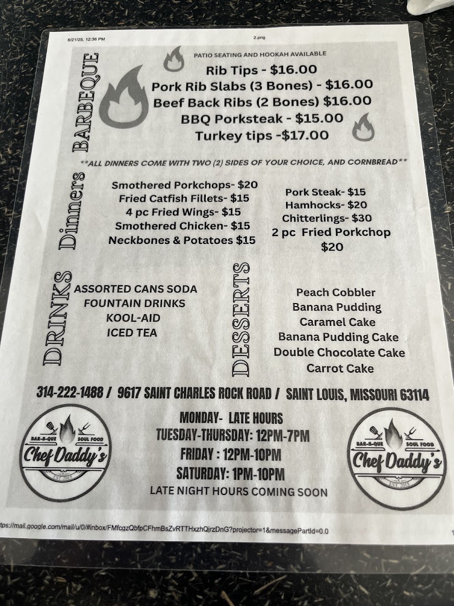 Chef Daddy's-STL menu board