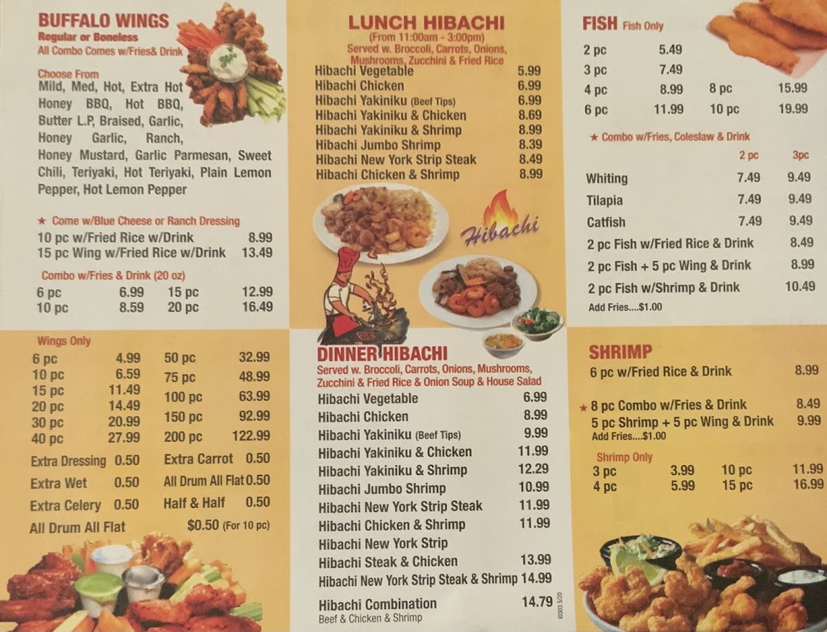 ichaban japanese steakhouse menu board