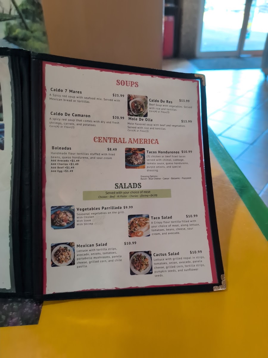 El Mexiquense Wood Grill Cuisine menu board
