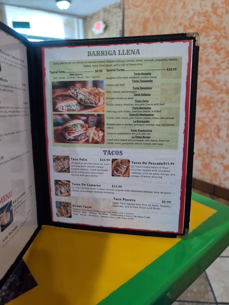 El Mexiquense Wood Grill Cuisine menu board