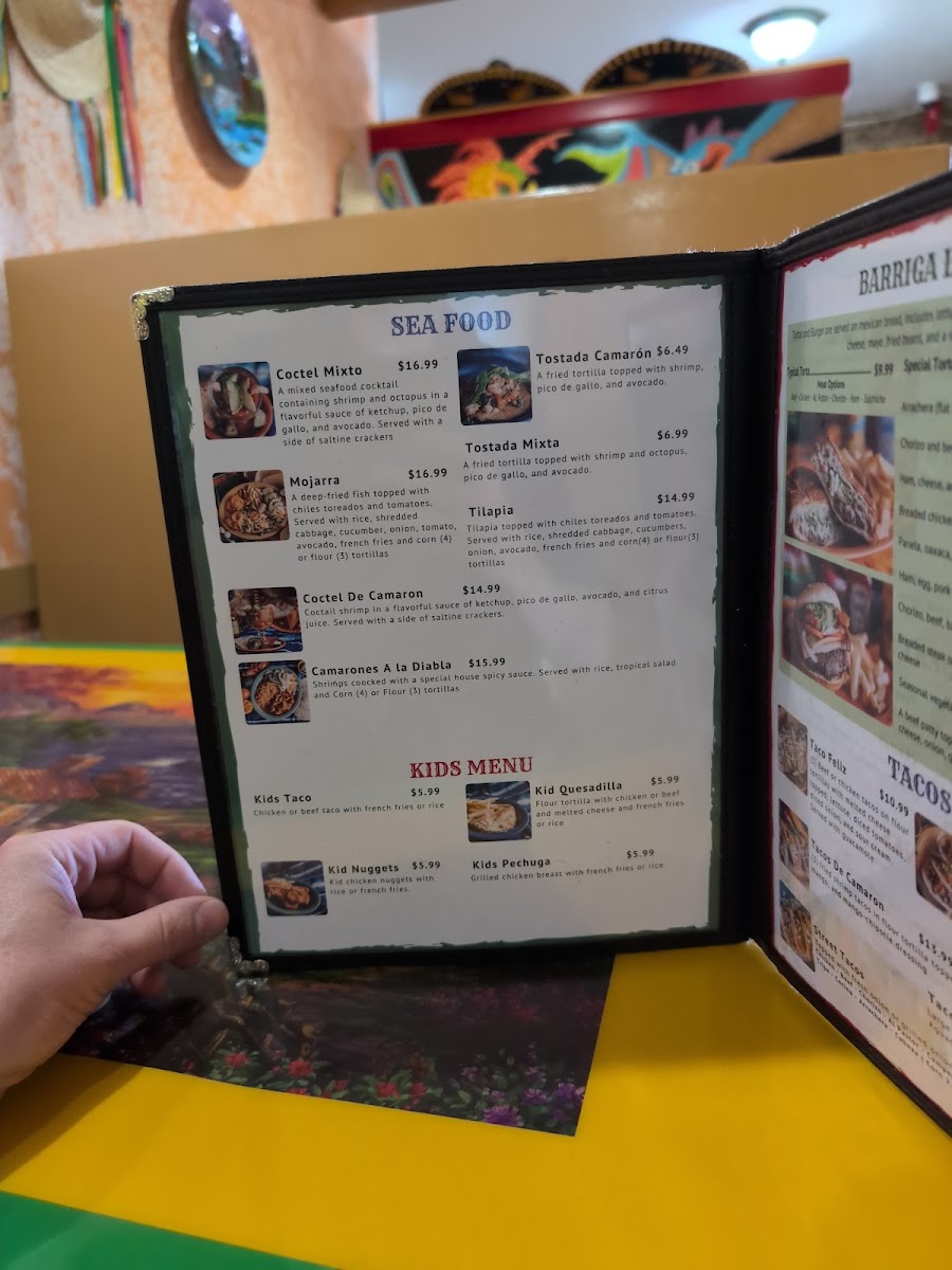 El Mexiquense Wood Grill Cuisine menu board