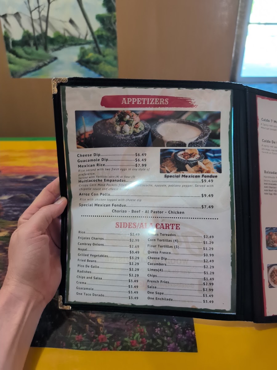 El Mexiquense Wood Grill Cuisine menu board