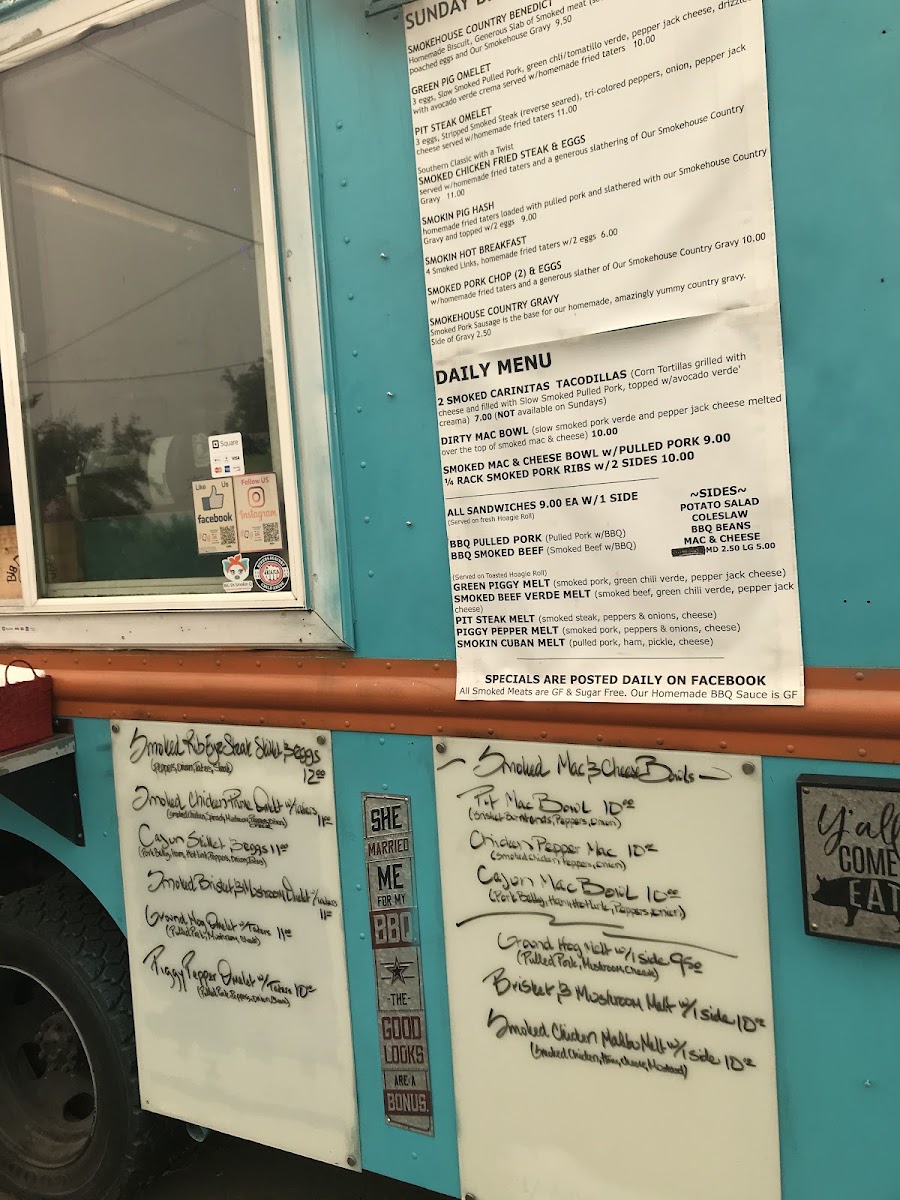 Big D's Country Hog menu board