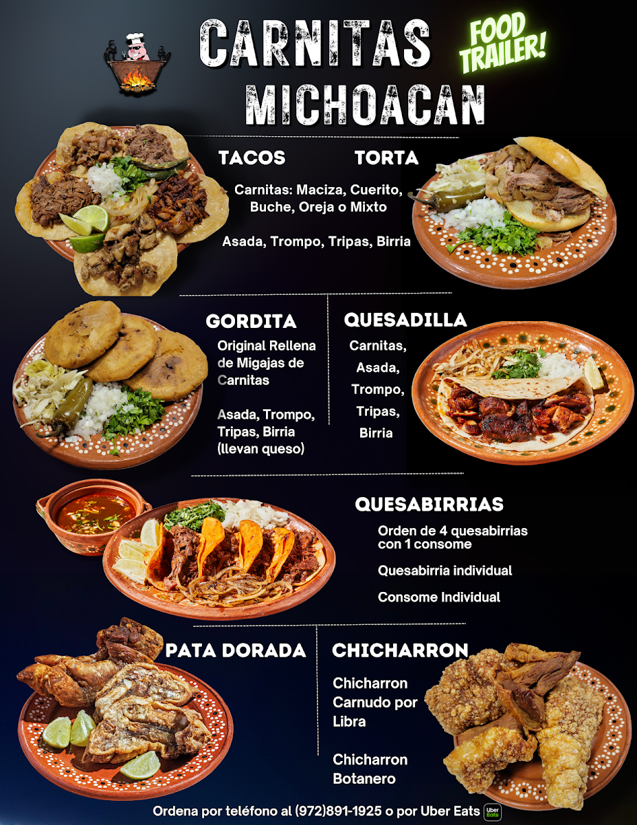 Carnitas Michoacan #2 menu board