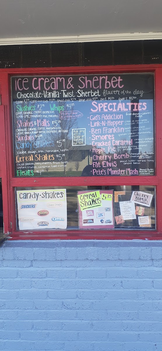 The Take Out menu board