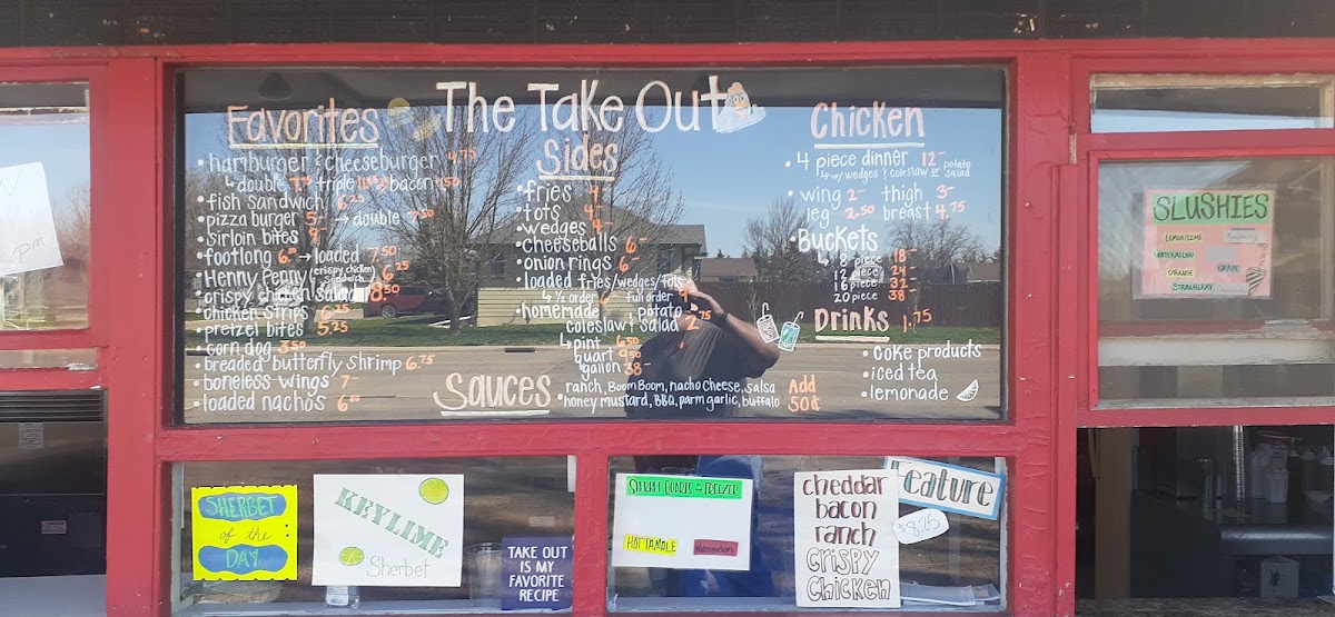 The Take Out menu board