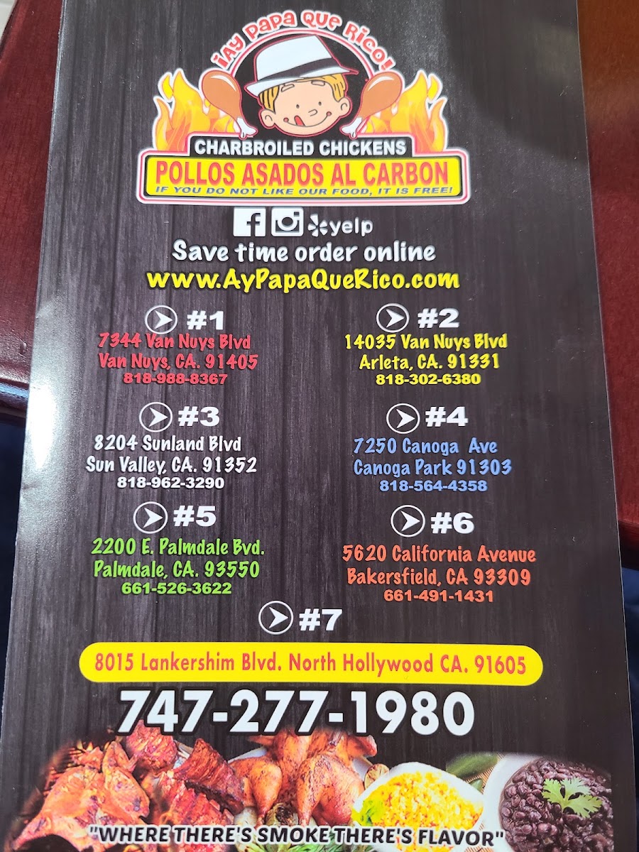 Ay Papa Que Rico - North Hollywood, CA menu board