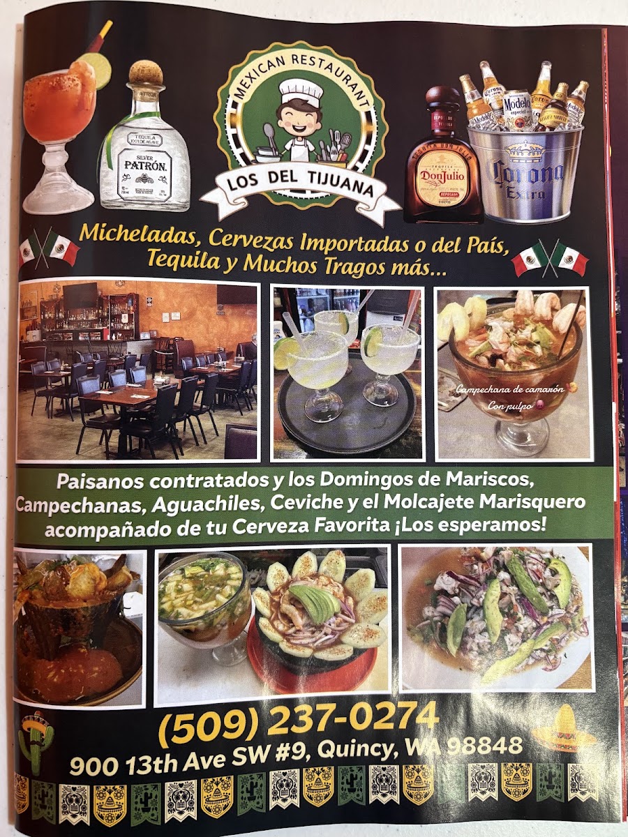 Los del Tijuana menu board