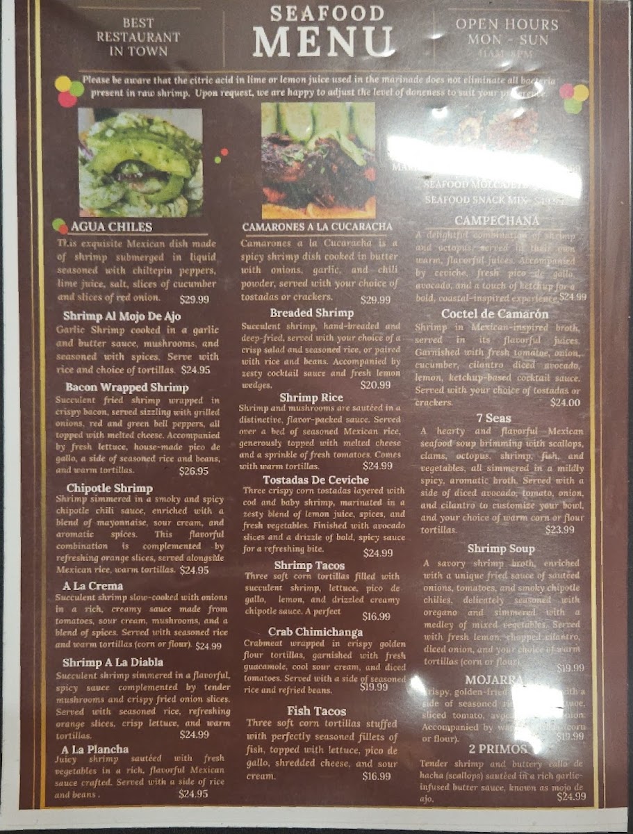 Los del Tijuana menu board