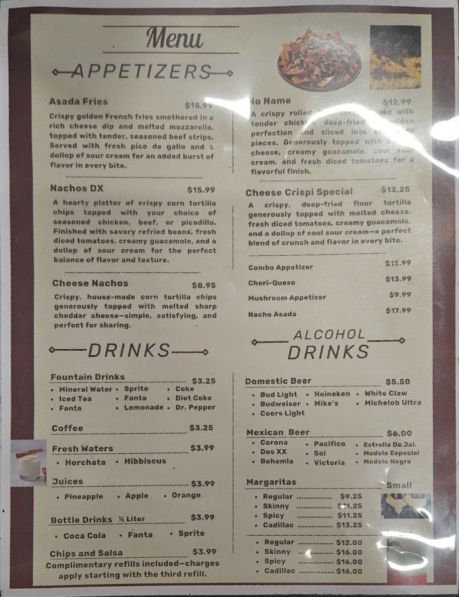Los del Tijuana menu board
