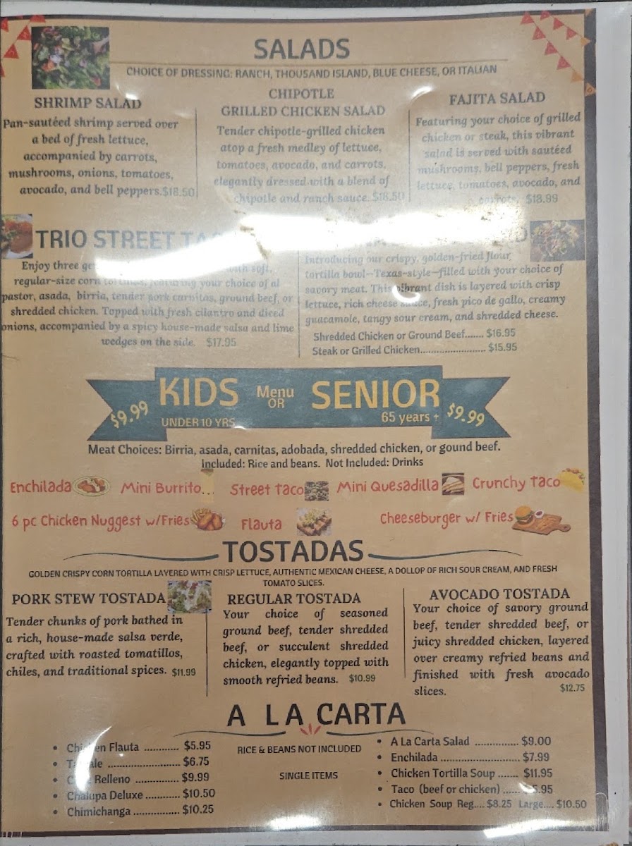 Los del Tijuana menu board