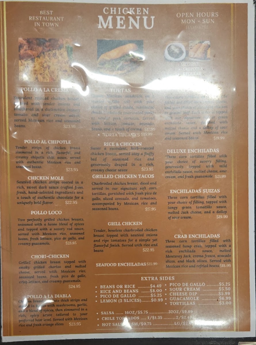 Los del Tijuana menu board