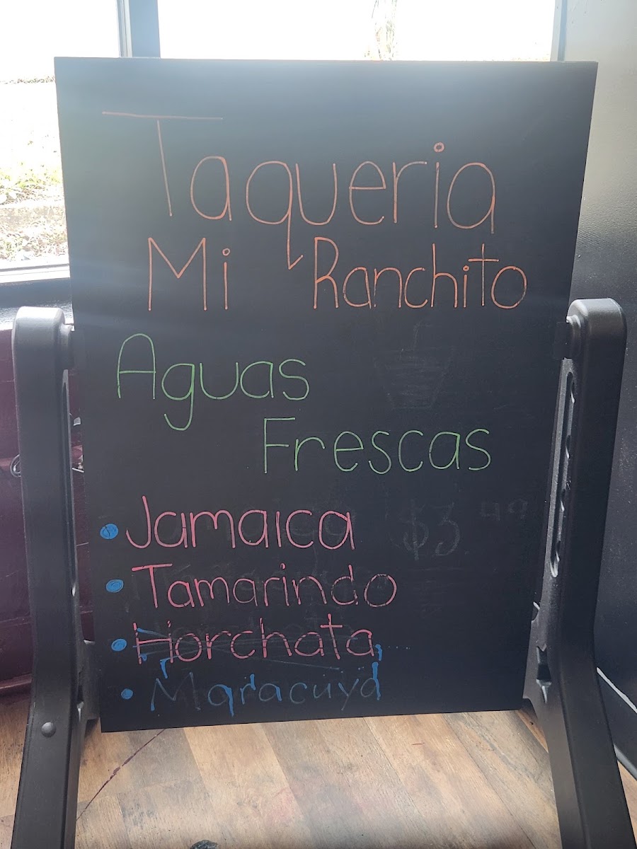 Taqueria Mi Ranchito menu board