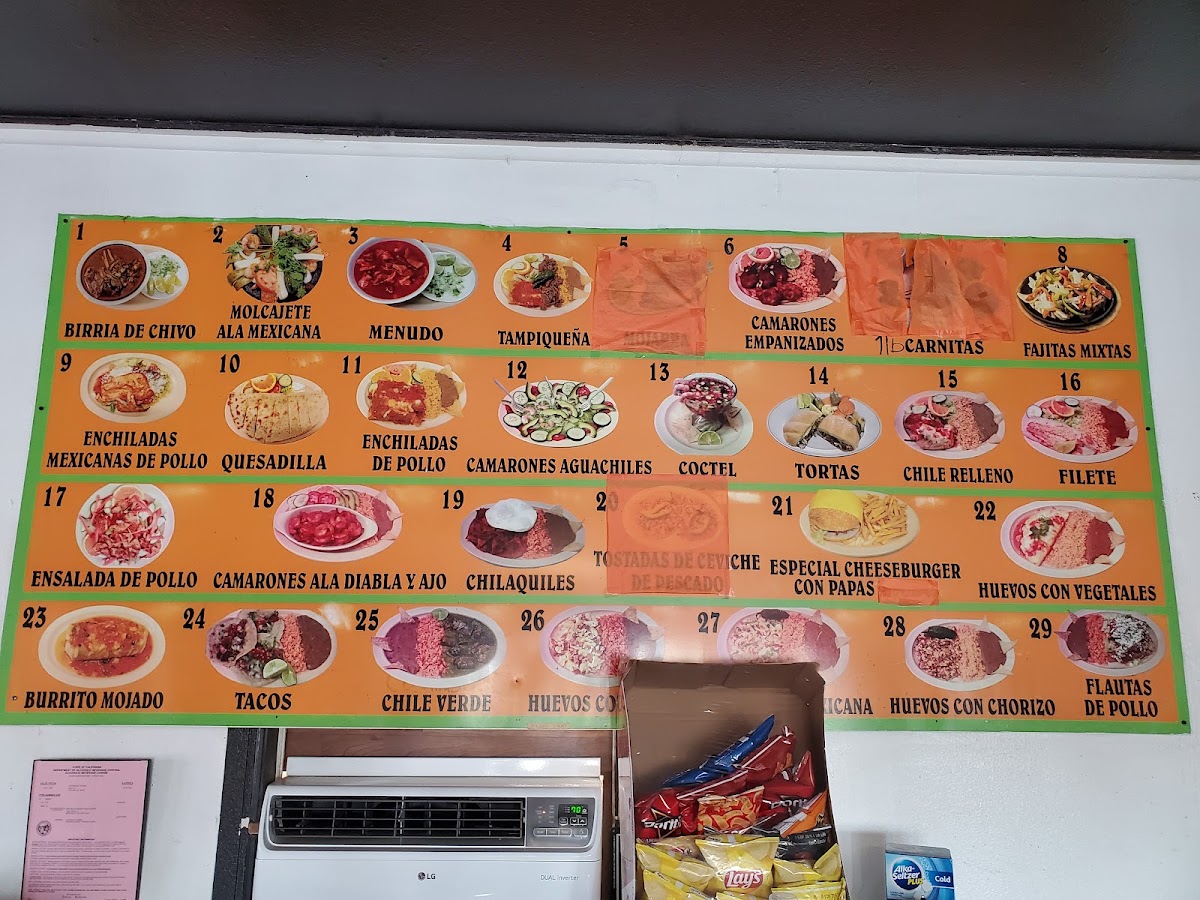 Birrieria Sergio menu board