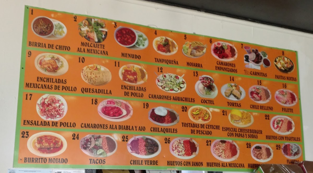 Birrieria Sergio menu board