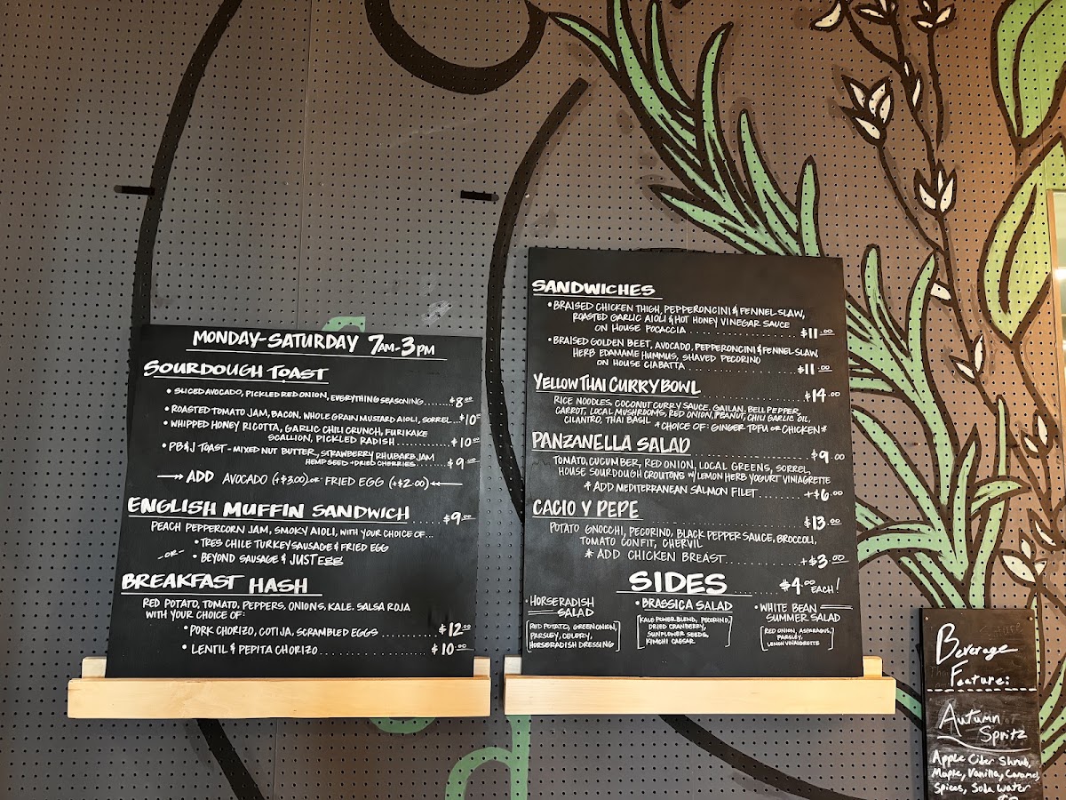 Clean Slate Food Co. menu board
