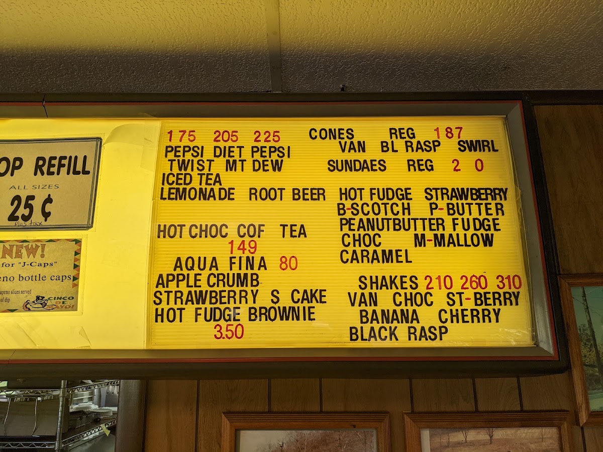 Biggies Restaurant menu board