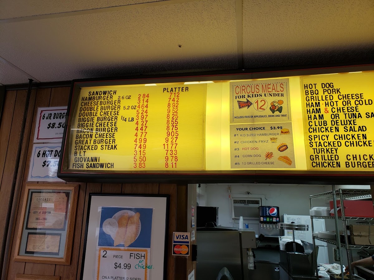 Biggies Restaurant menu board