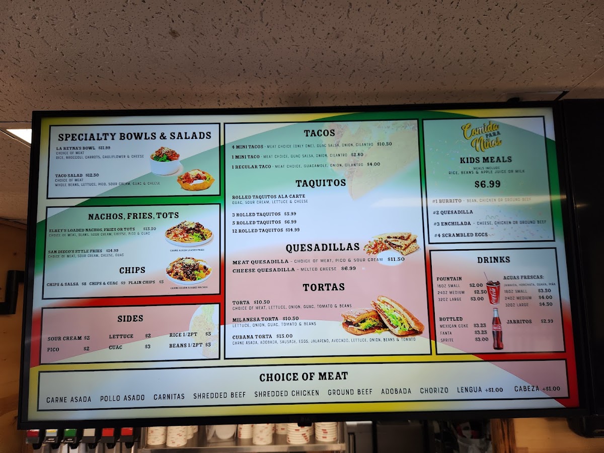 ElREY’S Taco Shop menu board