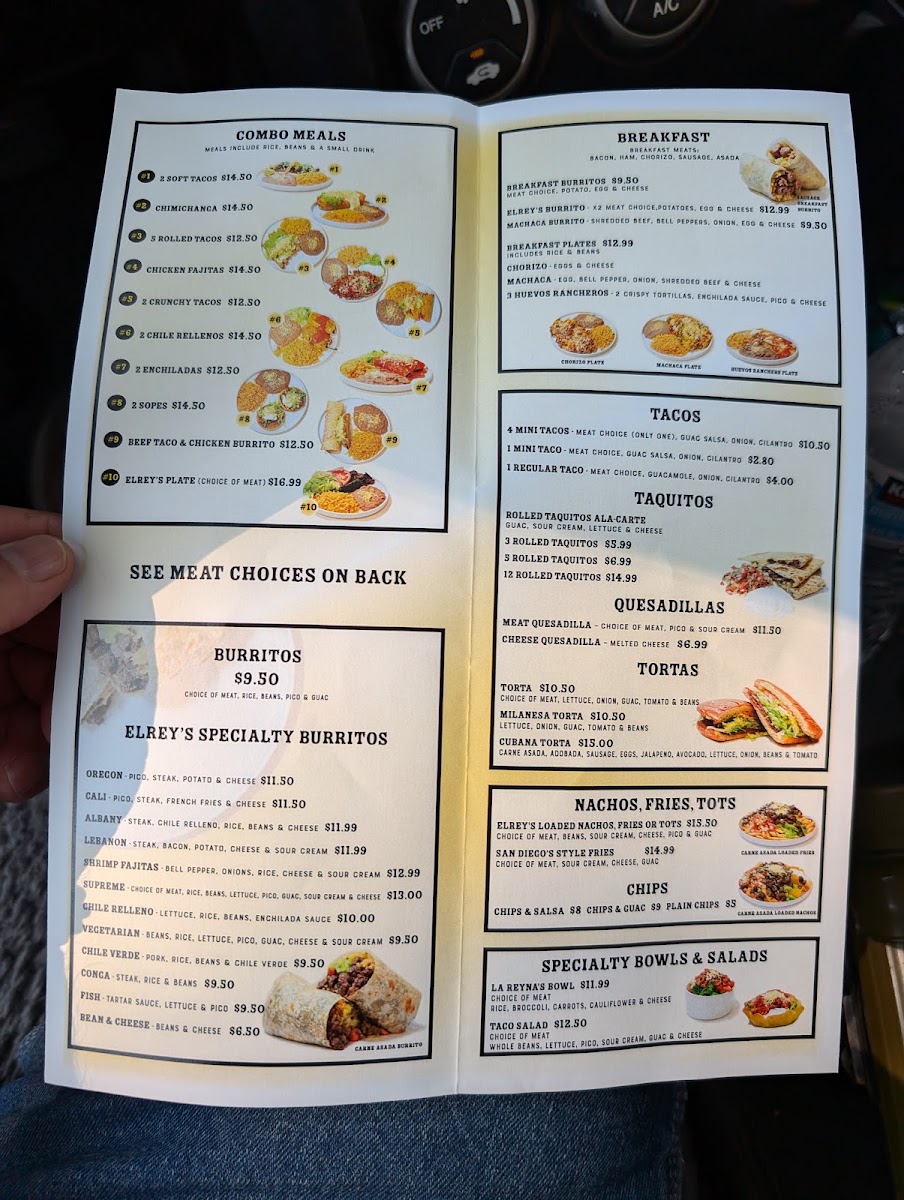 ElREY’S Taco Shop menu board