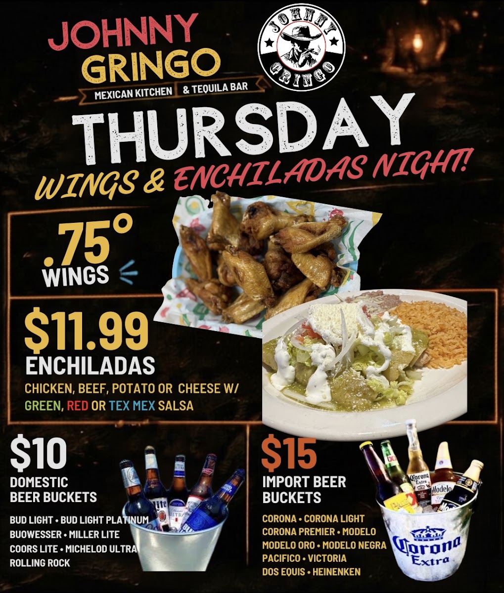 Johnny Gringo Painesville menu board